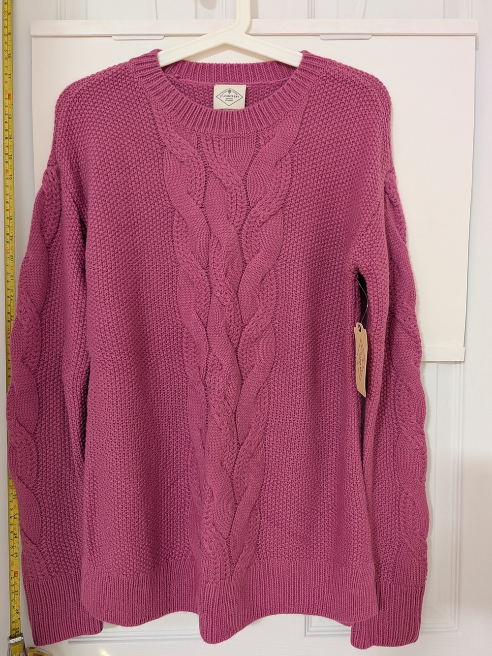 St. John's Bay Cable Knit Crew Sweater in Meadow Mauve